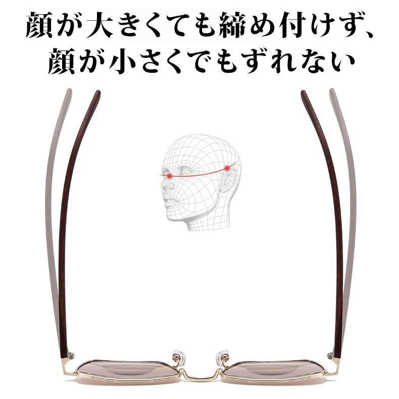 【サングラス×老眼鏡の 2in1】Eterlens｜グラデーションレンズUVカット老眼鏡付きグサングラス｜極細メタルスクエアフレーム│顔まわりをすっきり見せる│上品な一本
