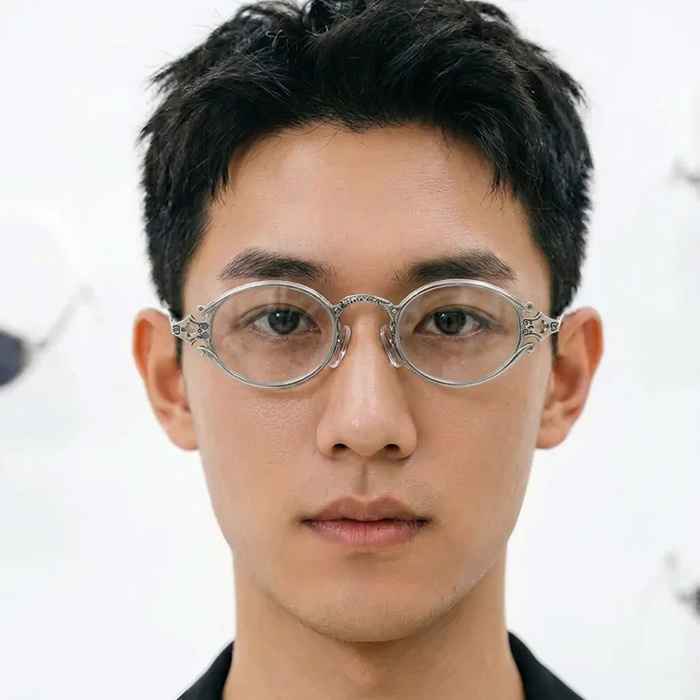 Eterlens【華やかな彫金・軽やかな掛け心地】 オーバル型メガネ | 上質なメタルフレーム | 度付き対応・お出かけ・レディース