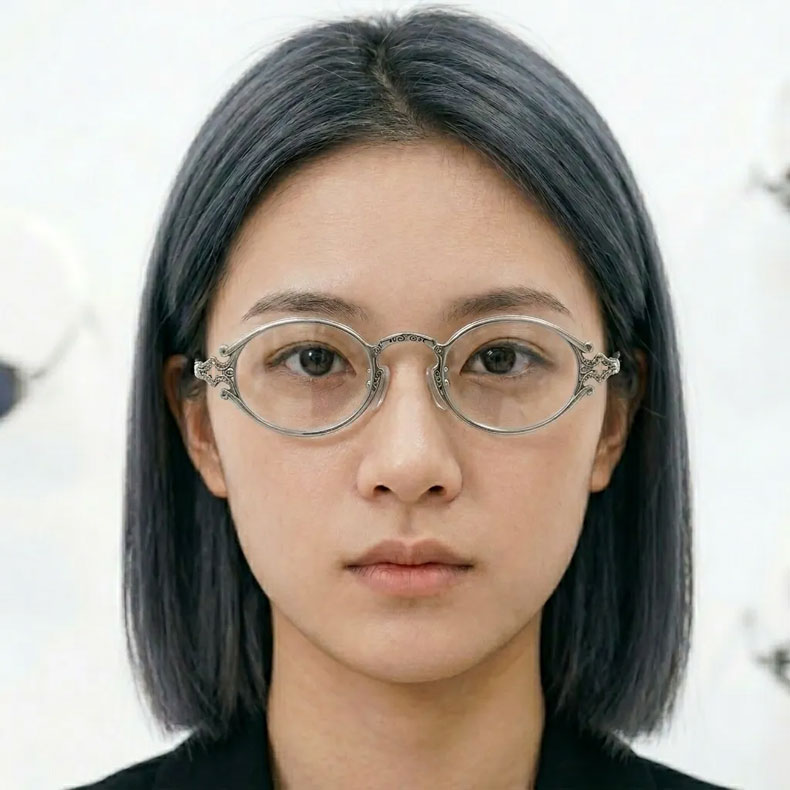 Eterlens【華やかな彫金・軽やかな掛け心地】 オーバル型メガネ | 上質なメタルフレーム | 度付き対応・お出かけ・レディース