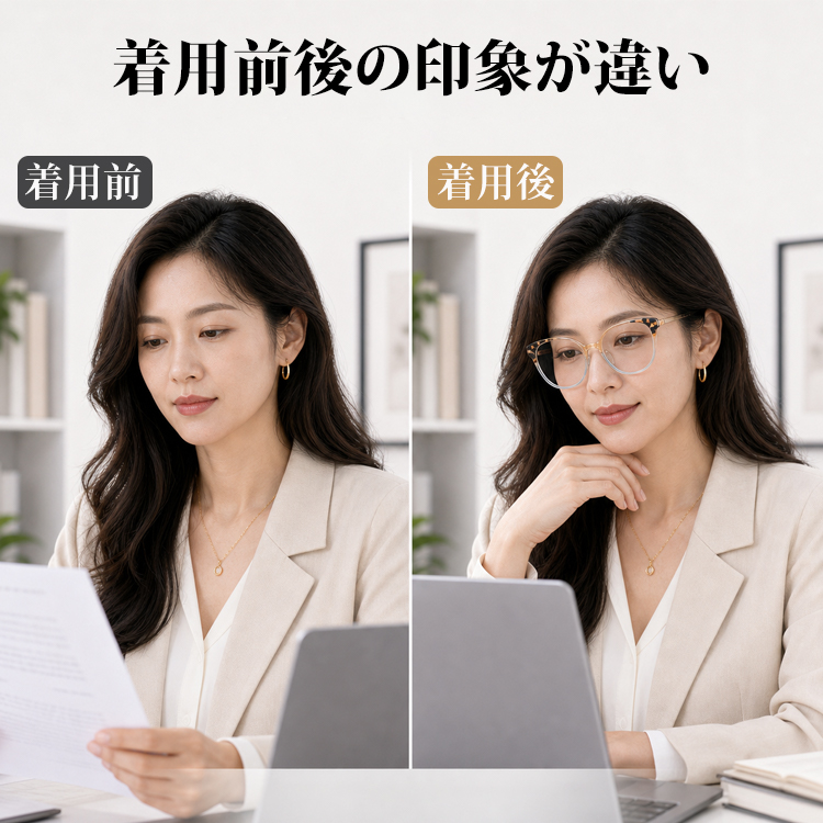 キャットアイ型｜幾何学フレームで可愛く引き締め｜お出かけにも最適｜ブルーライトカット対応｜Sweet Edge｜Eterlens