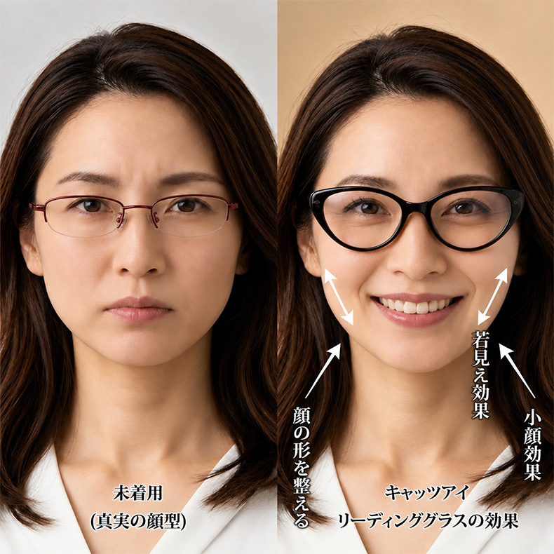 【リフトアップ効果・一番人気】Eterlens レディース フォックス型 リーディンググラス｜小顔見え｜エレガント｜ブルーライトカット