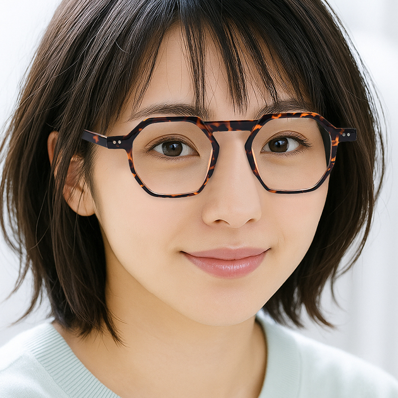 Eterlens｜派手な多角形超軽量メガネ｜個性的でファッショナブル
