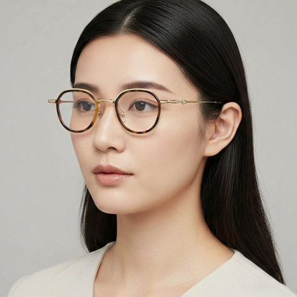 Eterlens | 12.5g  チタン+アセテート縁取り二重構造レトロ風メガネ | 贅沢な工芸 | オーダーメイド