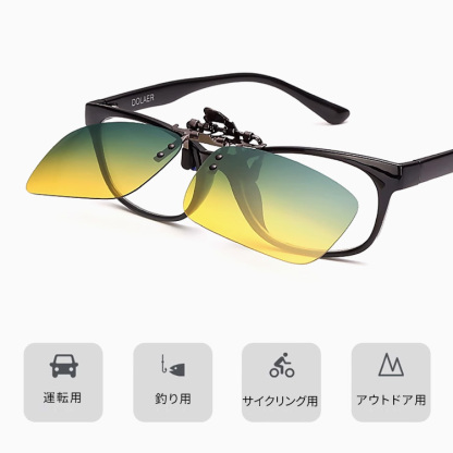 Eterlens｜運転用紫外線対策｜昼夜兼用樹脂偏光レンズ｜クリップオン式サングラス-Eterlens