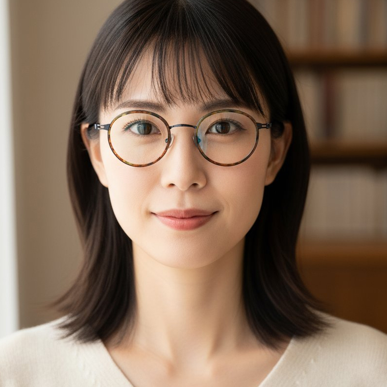 Eterlens｜レトロなラウンド型チタン製超軽量9.5gメガネ｜華奢で上品｜オーダーメイド