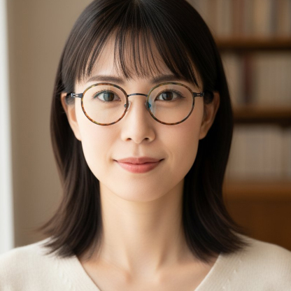 Eterlens｜レトロなラウンド型チタン製超軽量9.5gメガネ｜華奢で上品｜オーダーメイド