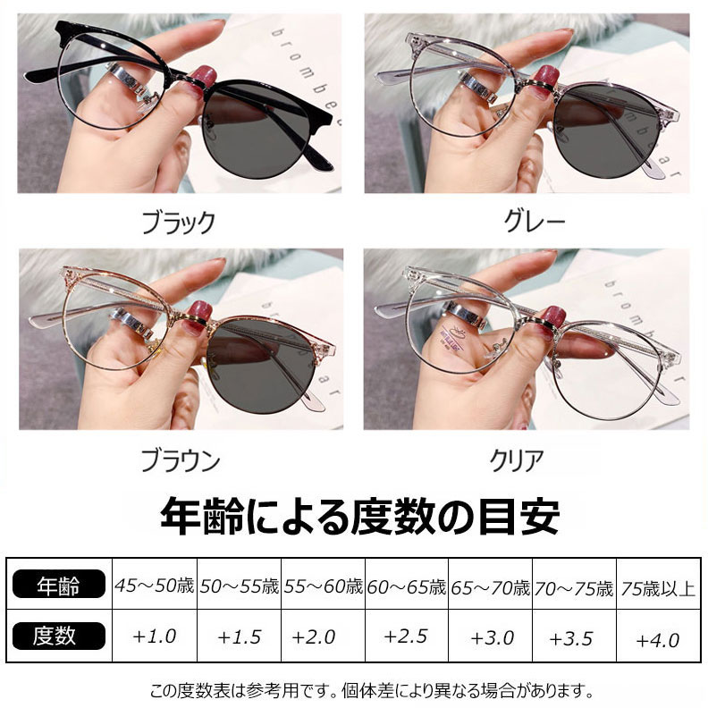色が変わる調光ラウンドフレーム老眼鏡 | Round Photo - 商品画像 10/15