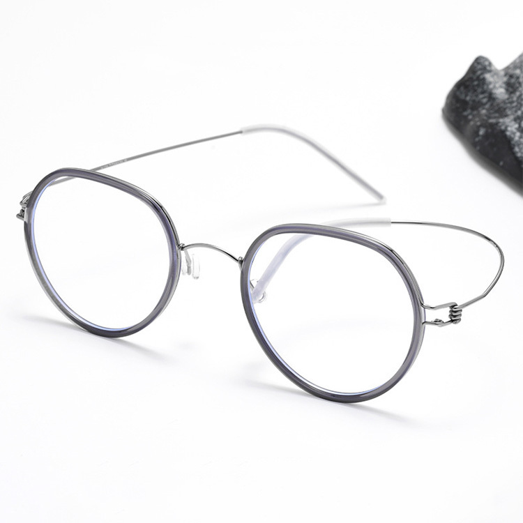 Eterlens｜6g超軽量セミチタンネジなしデザイン｜度付き対応｜レトロ風メガネ