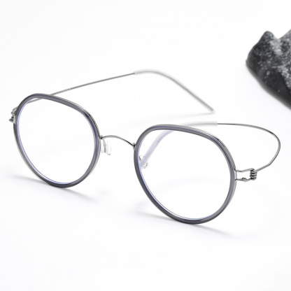 Eterlens｜6g超軽量セミチタンネジなしデザイン｜度付き対応｜レトロ風メガネ