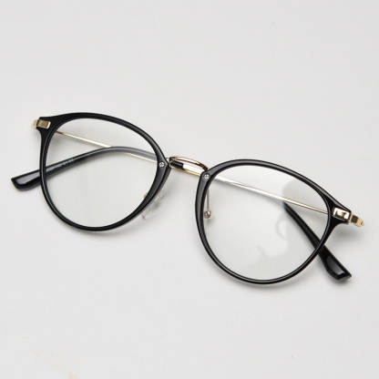 Eterlens クラシックラウンドフレームメタルブリッジ│度数対応可能のブルーライトカットメガネ-Eterlens