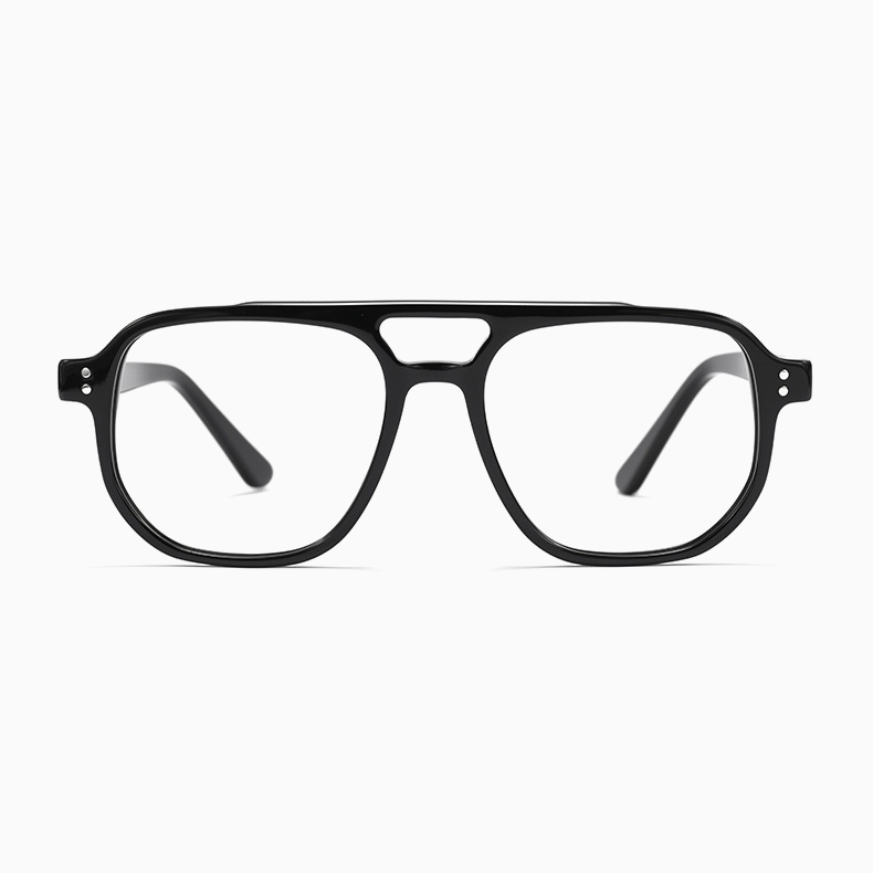 Eterlens｜アビエーターダブルブリッジリベットメガネ｜度付き対応｜レトロでエレガント