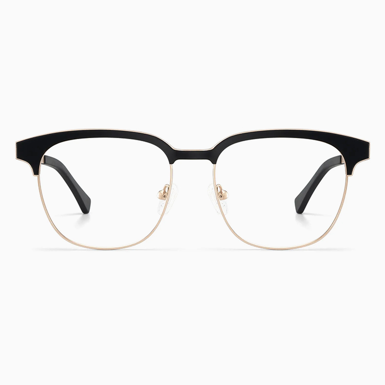 【知的でシャープな印象・小顔効果】Eterlens  スクエアフレーム メガネ｜高品質メタルフレーム｜度付き対応・ブルーライトカット・ユニセックス - 商品画像 1/10 (Round RxReady)