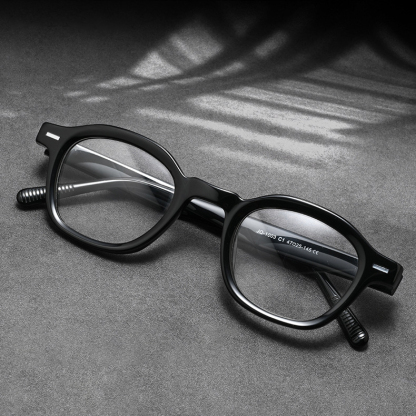 Eterlens｜レトロ風アセテート製小さめフレームメガネ｜クラシックな太セル