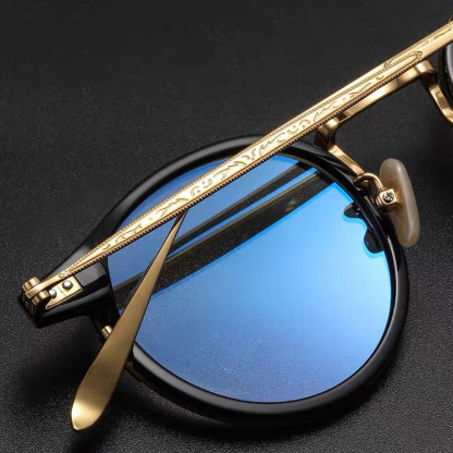 Eterlens｜高級感あふれる彫刻模様チタンメガネ｜度付き対応｜匠の技が光る一本