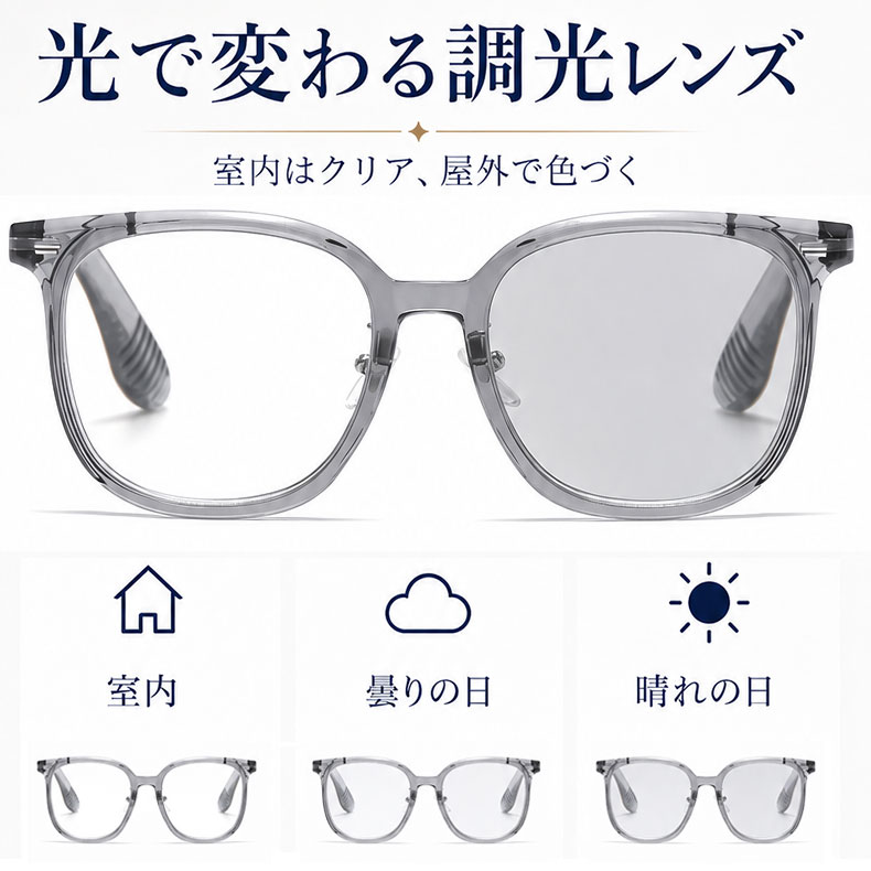 [brown]【調光レンズ・光に合わせて変化】Eterlens 紫外線で色が変わる老眼鏡｜滑り止めテンプル｜室外・室内兼用｜ユニセックス