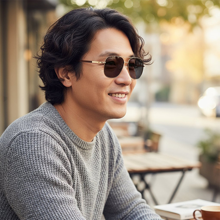 Eterlens 遠近両用 調光サングラス【ザ・コマンダー】| 大人のためのインテリジェント・アビエーター | 運転も読書もこれ1本 | ブルーライトカット