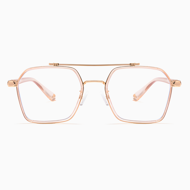 Eterlens｜レトロなダブルブリッジビッグフレームメガネ｜おしゃれな彫刻デザイン｜超軽量でスタイリッシュ