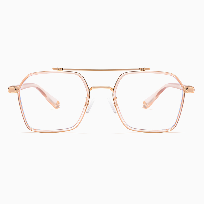 Eterlens｜レトロなダブルブリッジビッグフレームメガネ｜おしゃれな彫刻デザイン｜超軽量でスタイリッシュ