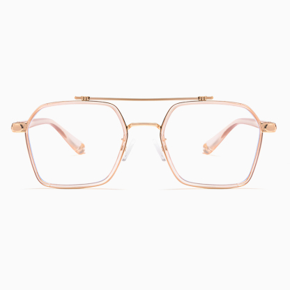 Eterlens｜レトロなダブルブリッジビッグフレームメガネ｜おしゃれな彫刻デザイン｜超軽量でスタイリッシュ