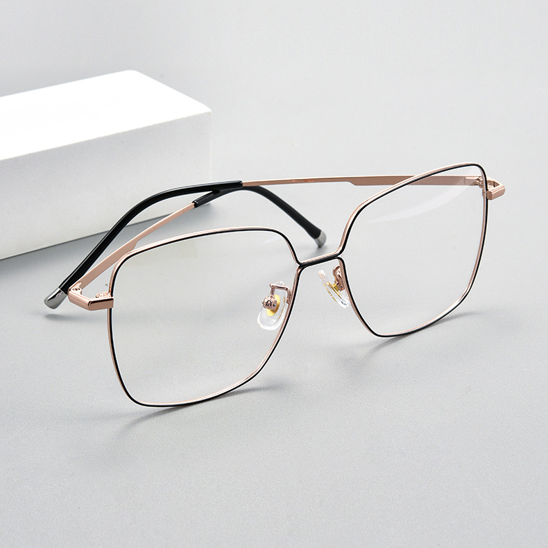 Eterlens｜ビジネス用ビッグフレームセミチタンメガネ｜度付き対応｜独特なデザイン感