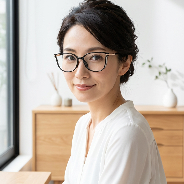 【小顔効果・知的で華やか】Eterlens キャットアイメガネ｜12g超軽量TR＋合金フレーム｜度付き対応・幾何学デザイン｜レディース - 商品画像 5/8 (CatEye RxReady)