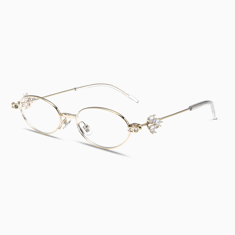Eterlens | ラインストーン付きチタンオーバルメガネ | 高級感漂う | オーダーメイド