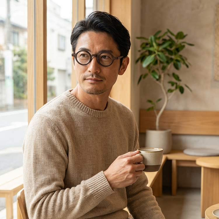 【小顔効果・知的な印象】Eterlens オーダーメイドメガネ ボストン型 | 天然木製フレーム | 度付き対応・ブルーライトカット・メンズ