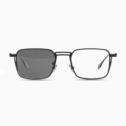 【調光・ブルーライトカット】Eterlens 老眼鏡 おしゃれ  かっこいい メンズ| 超軽量メタル UVカット 1本3役 | レトロ スクエア型 運転用サングラス