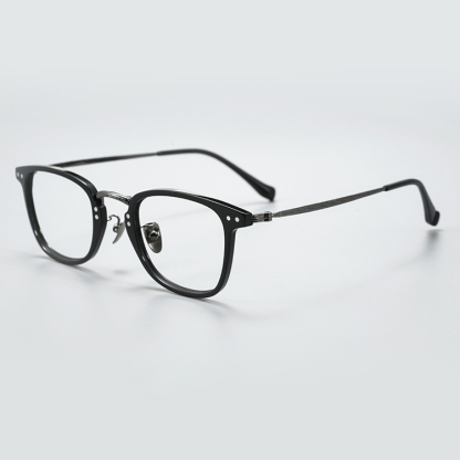 【知的でシャープ・小顔効果】Eterlens スクエアメガネ| TR+チタン|   13.9g超軽量フレーム | 度付き対応・ブルーライトカット・男女兼用 - 商品画像 9/10 (Round RxReady)