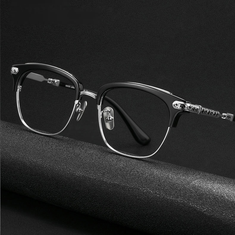 Eterlens | 上質なアセテートチタン製彫刻模様付きメガネ | クラシックレトロ | 丁寧な仕上げ