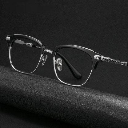 Eterlens | 上質なアセテートチタン製彫刻模様付きメガネ | クラシックレトロ | 丁寧な仕上げ