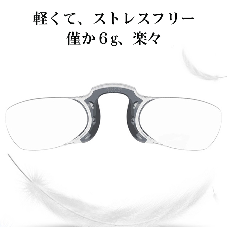 【財布に入る・テンプルなし】Eterlens ノーズクリップ 老眼鏡｜超軽量 シリコン素材｜持ち運び便利｜栞（しおり）代わりにも 男女兼用