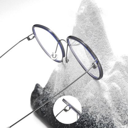 Eterlens｜6g超軽量セミチタンネジなしデザイン｜度付き対応｜レトロ風メガネ