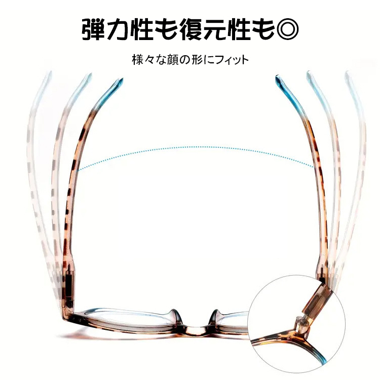 Eterlens ブルーライトカットレンズ搭載 ヒョウ柄グラデーションシニアグラス-Eterlens