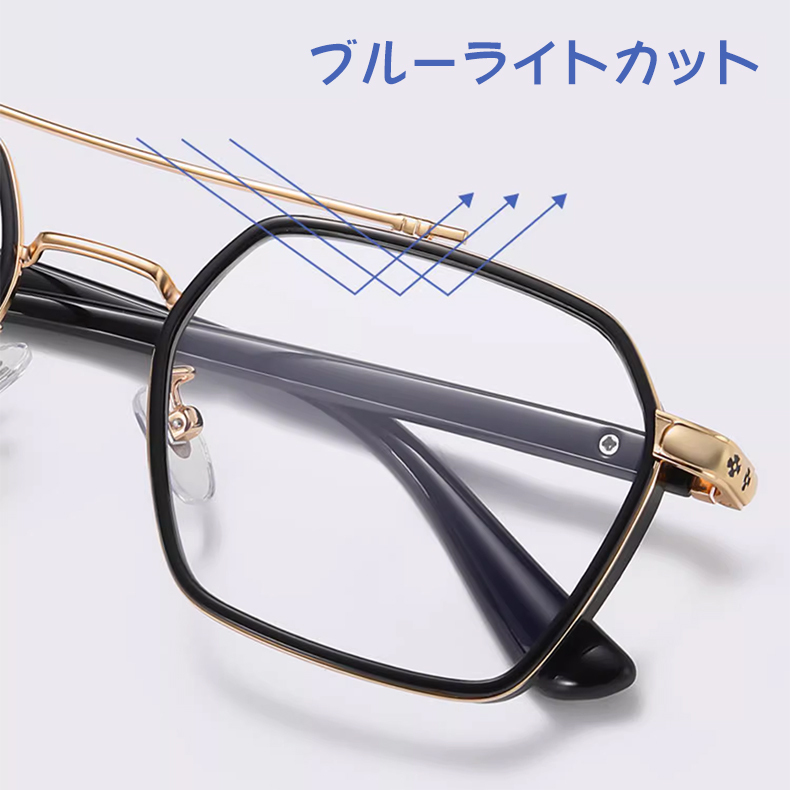 Eterlens｜レトロなダブルブリッジビッグフレームメガネ｜おしゃれな彫刻デザイン｜超軽量でスタイリッシュ