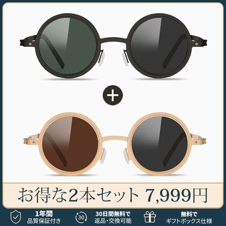 【超薄型ラウンド・精密調光】Eterlens｜精密回転調光サングラス｜メタルダイヤル・無段階調光｜軽くてしなやかなメタルテンプル｜UV400偏光レンズ｜サングラス・アウトドア用メガネ｜軽さと精度をこの一本に