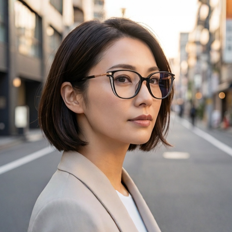 【小顔効果・知的で華やか】Eterlens キャットアイメガネ｜12g超軽量TR＋合金フレーム｜度付き対応・幾何学デザイン｜レディース - 商品画像 4/8 (CatEye RxReady)