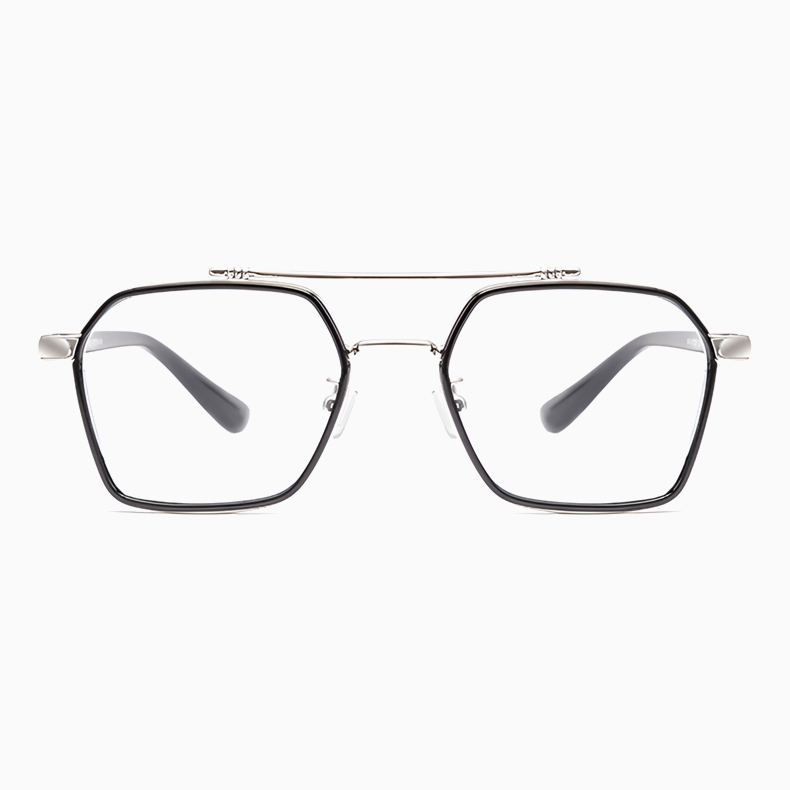 Eterlens｜レトロなダブルブリッジビッグフレームメガネ｜おしゃれな彫刻デザイン｜超軽量でスタイリッシュ