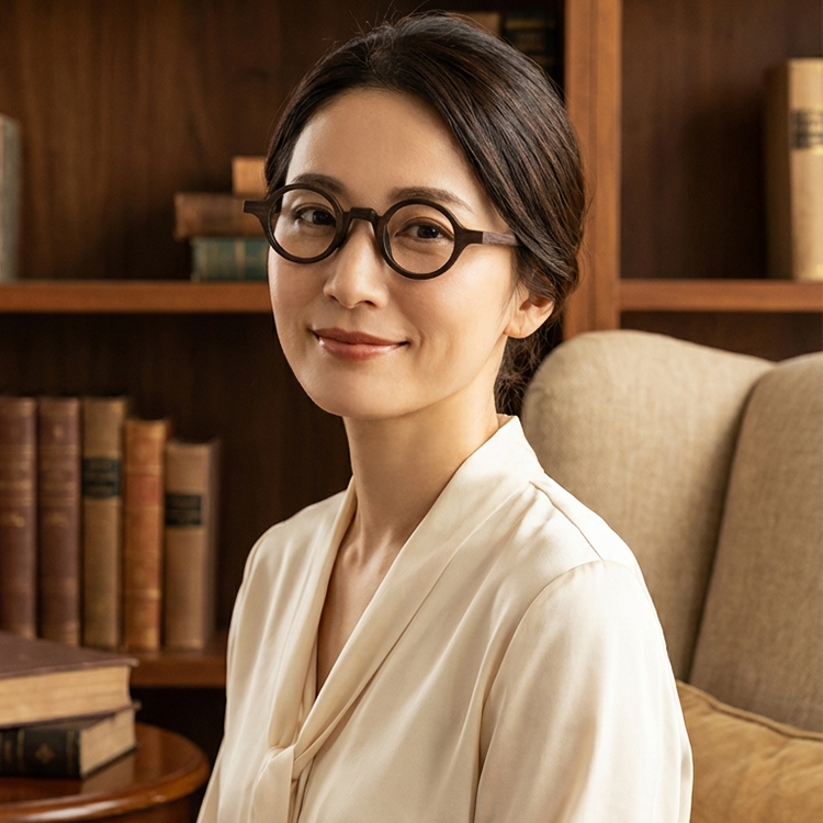 【小顔効果・知的な印象】Eterlens オーダーメイドメガネ ボストン型 | 天然木製フレーム | 度付き対応・ブルーライトカット・メンズ