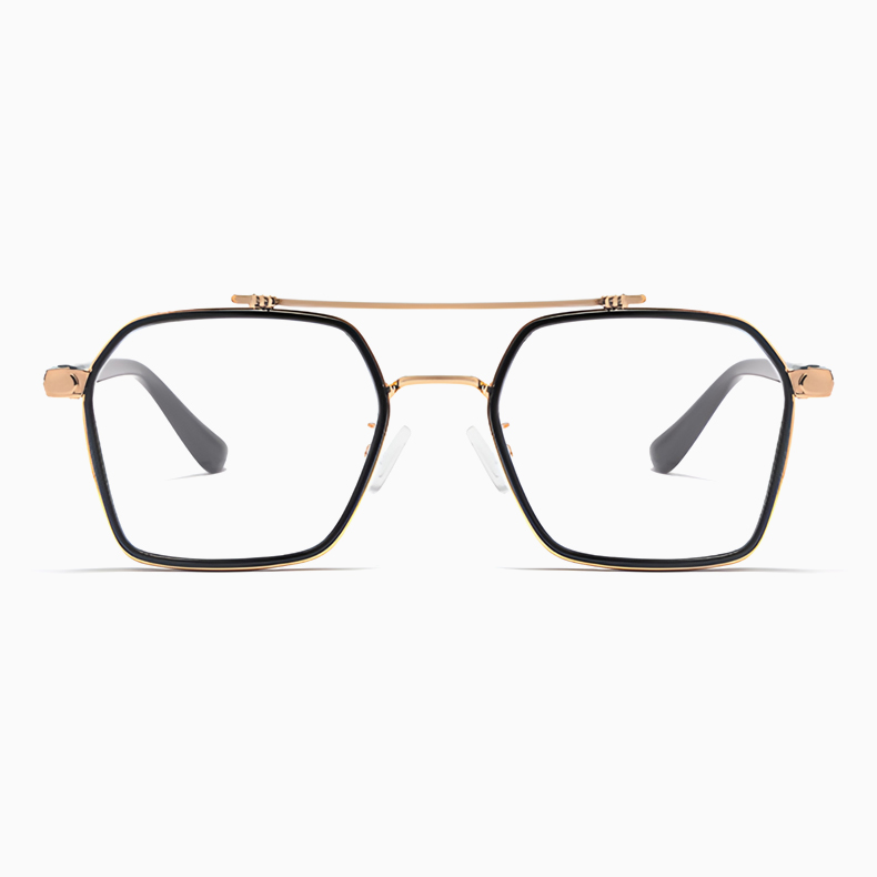 Eterlens｜レトロなダブルブリッジビッグフレームメガネ｜おしゃれな彫刻デザイン｜超軽量でスタイリッシュ