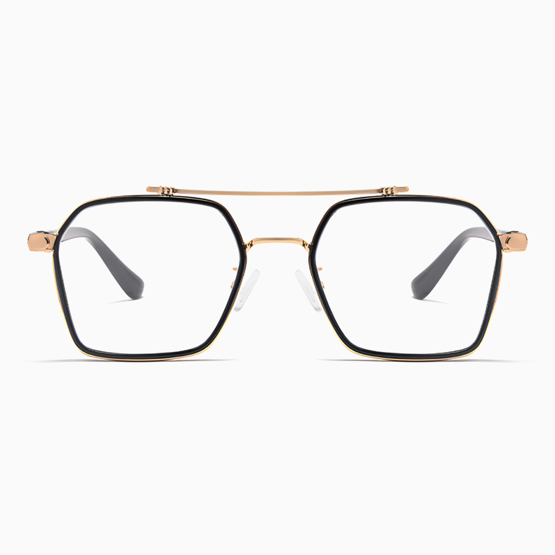 Eterlens｜レトロなダブルブリッジビッグフレームメガネ｜おしゃれな彫刻デザイン｜超軽量でスタイリッシュ