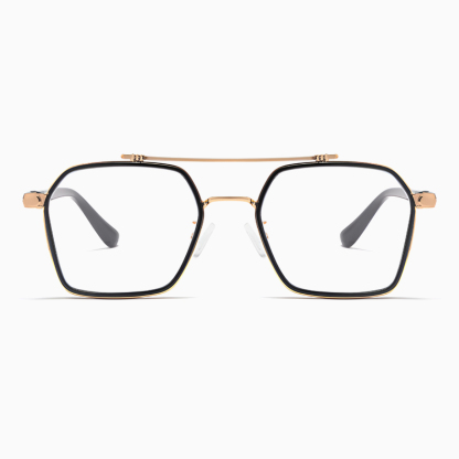 Eterlens｜レトロなダブルブリッジビッグフレームメガネ｜おしゃれな彫刻デザイン｜超軽量でスタイリッシュ