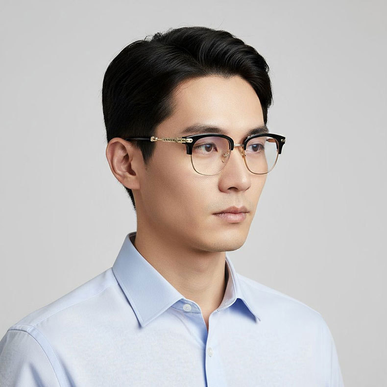 Eterlens | 上質なアセテートチタン製彫刻模様付きメガネ | クラシックレトロ | 丁寧な仕上げ