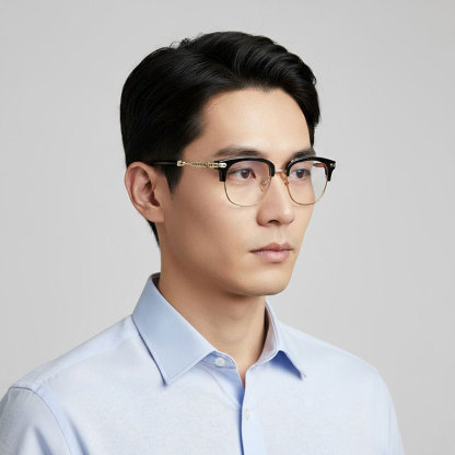 Eterlens | 上質なアセテートチタン製彫刻模様付きメガネ | クラシックレトロ | 丁寧な仕上げ