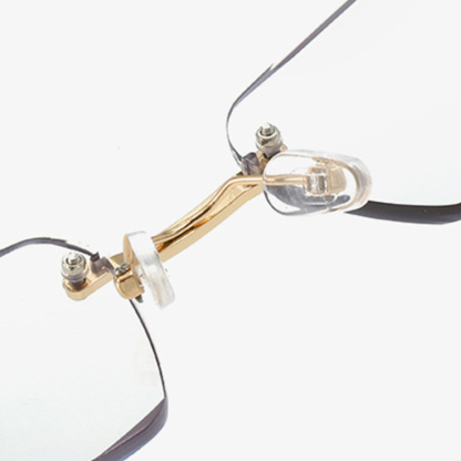 Eterlens｜幾何エッジカットリムレス老眼鏡｜調光遠近両用多焦点｜落ち着きのある大人スタイル