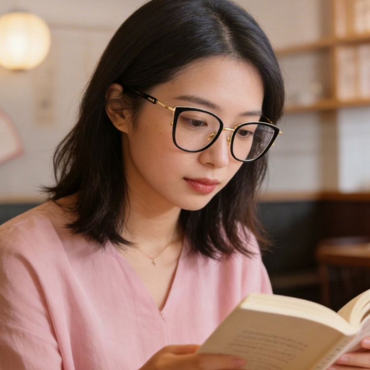 Eterlens-鯖江風軽やかなボストン型メガネ