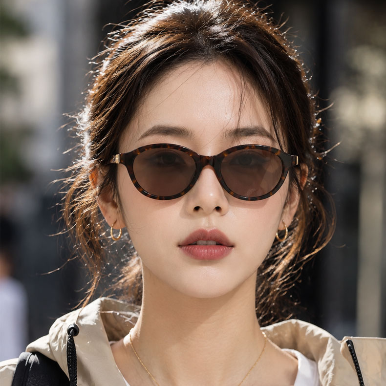 【上品・こなれ感】Eterlens｜オーバル型サングラス｜艶やかアセテート・べっ甲柄｜ライトカラーレンズ・UVカット｜レトロクラシック・お出かけ用