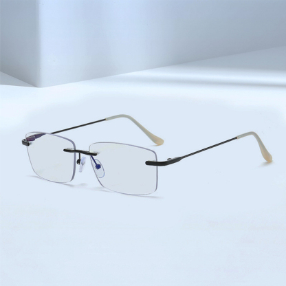 Eterlens｜ミニマルなリムレス老眼鏡｜遠近両用調光ブルーライトカット機能｜シンプルで控えめ