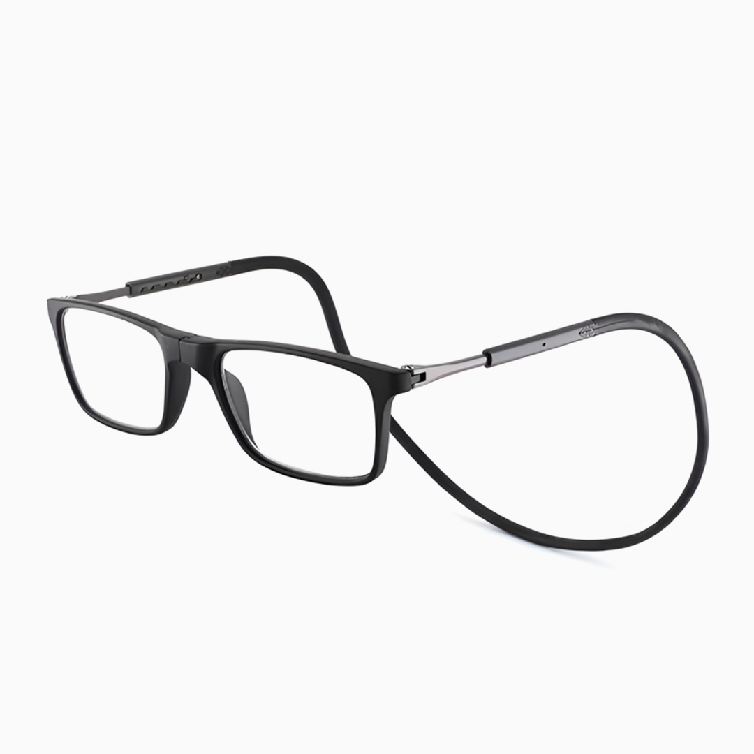 【スクエア・メンズ向け】Eterlens｜首掛け磁石式リーディンググラス｜ブルーライト・UVカット｜快適な掛け心地