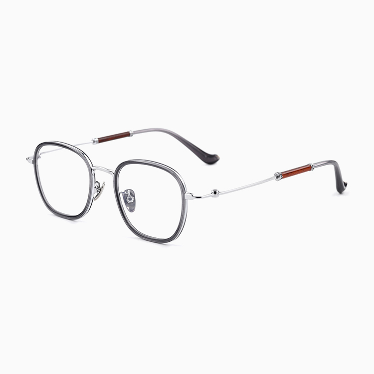 Eterlens｜【品格・クラシック】木製テンプル×べっ甲調メタルフレーム│クラシックなスクエアデザイン｜目元をやさしく引き立てる｜上質感のあるフレームメガネ｜度付き対応可能